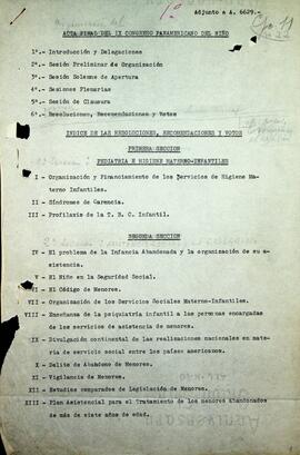 Acta Final del IX Congreso Panamericano del Niño [borrador aprobado]