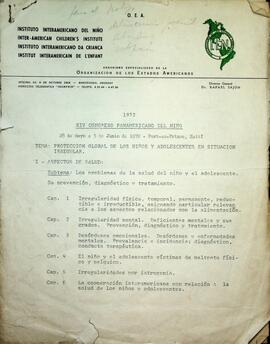 XIV Congreso Panamericano del Niño. Temario