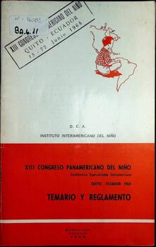 XIII Congreso Panamericano del Niño. Temario y reglamento