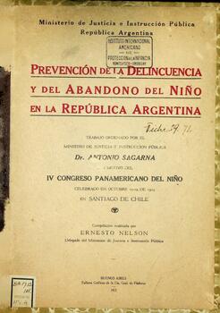 Prevención de la delincuencia y del abandono del niño en Argentina